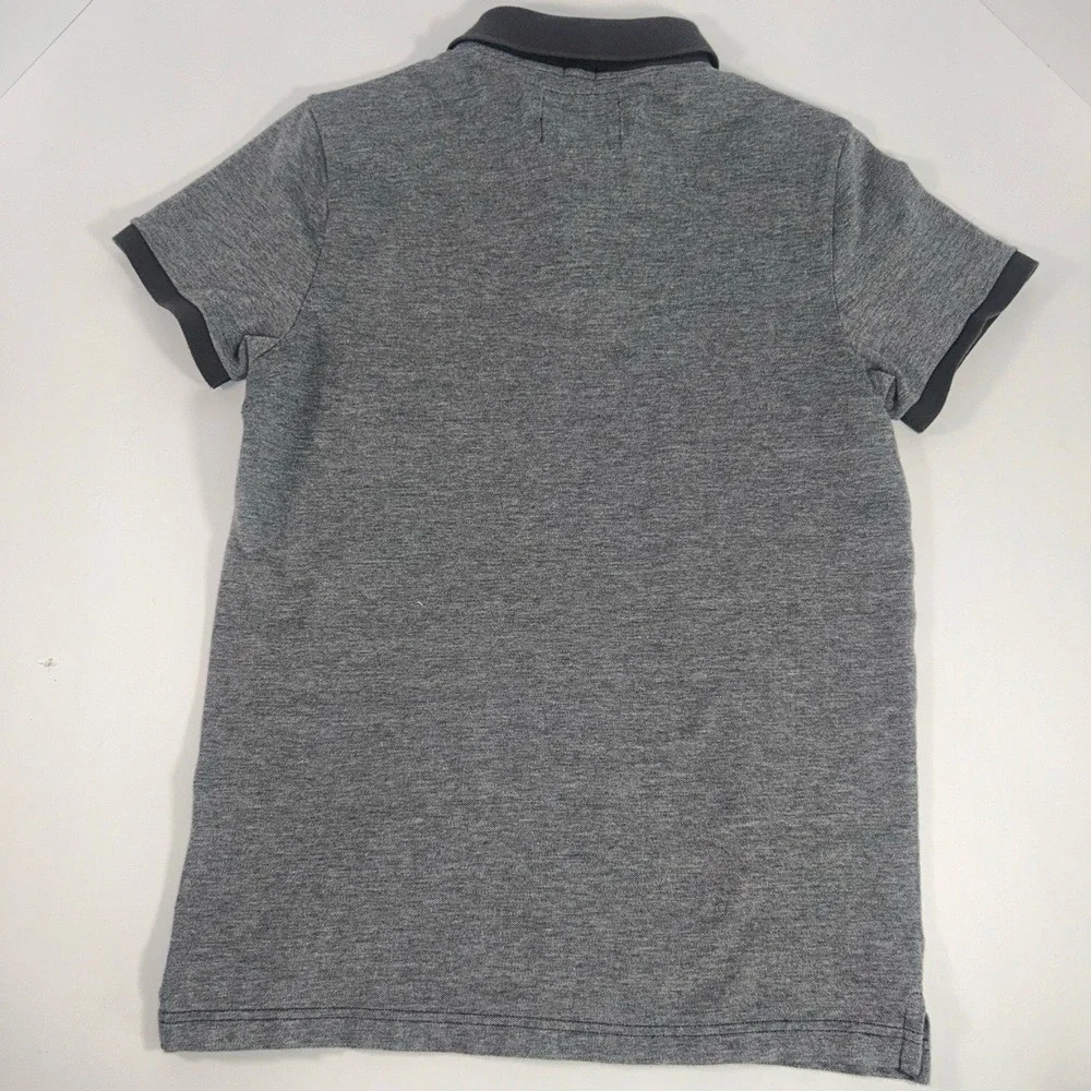 Hollister Mens Polo Shirt Medium Two Tone Grey Epic Flex Stretch Blue Logo - Picture 7 of 8